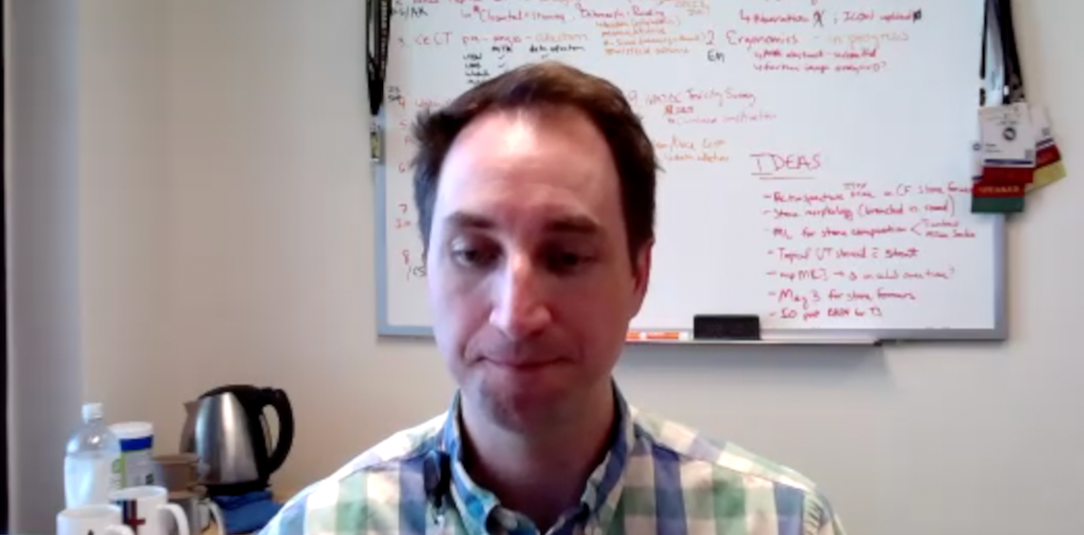 Ryan L. Steinberg, MD, answers a question during a Zoom video interview