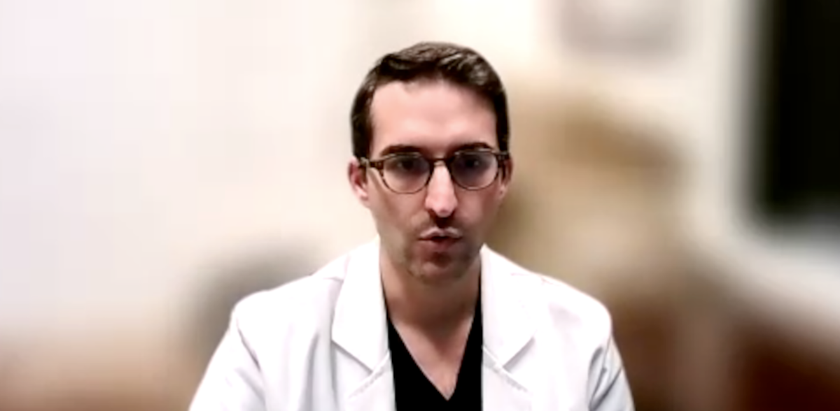 Joshua A. Halpern, MD, MS, answers a question during a Zoom video interview