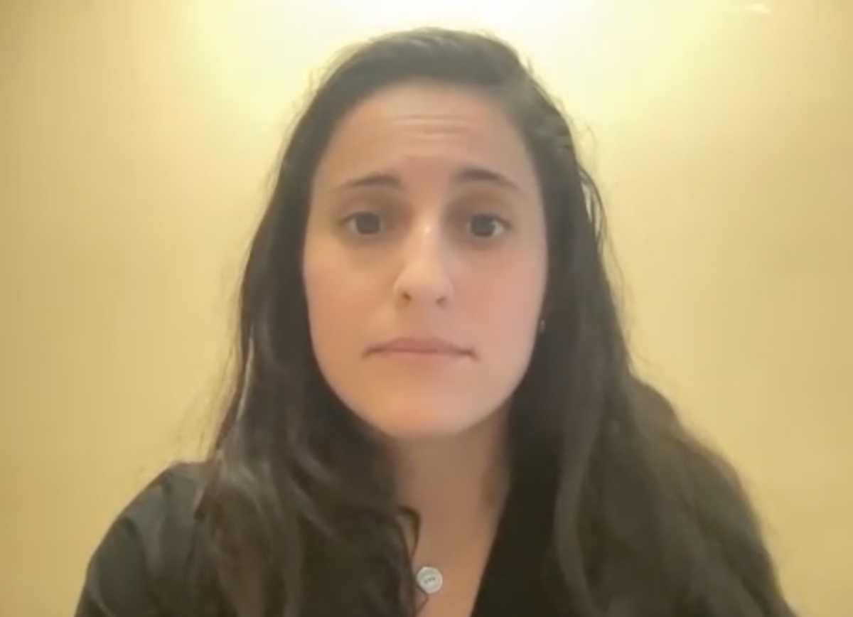 Alexandra Tabakin, MD, answers a question during a Zoom video interview