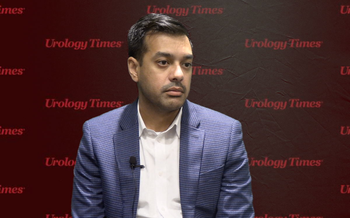 Arpeet Shah, MD, answers a question during a video interview