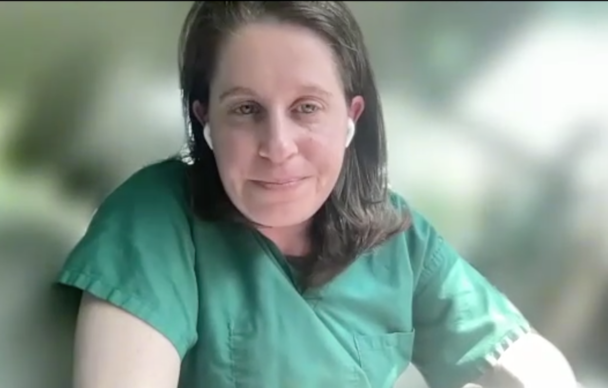 Rachel S. Rubin, MD, answers a question during a Zoom video interview