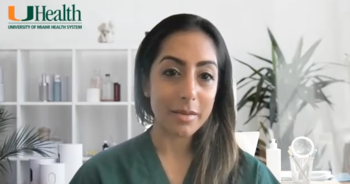 Raveen Syan, MD, FPMRS, answers a question during a Zoom video interview
