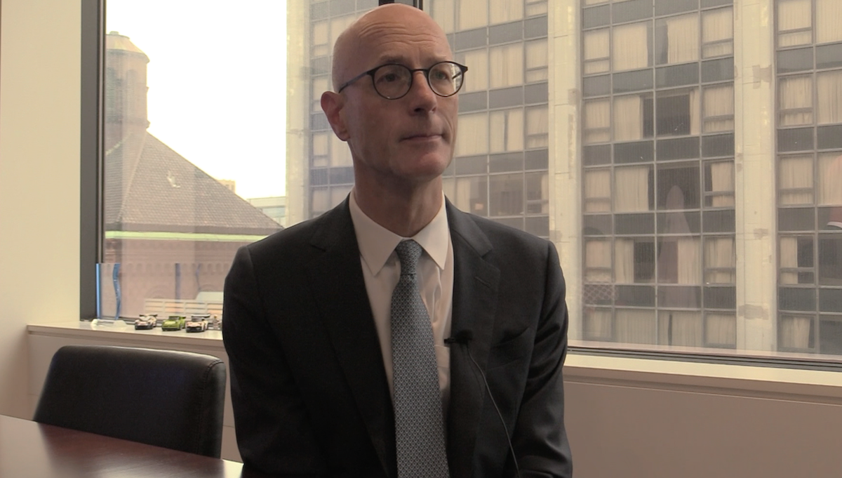 Edward M. Schaeffer, MD, PhD, answers a question during a video interview