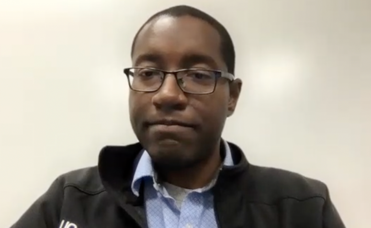 Samuel L. Washington III, MD, MAS, answers a question during a Zoom video interview